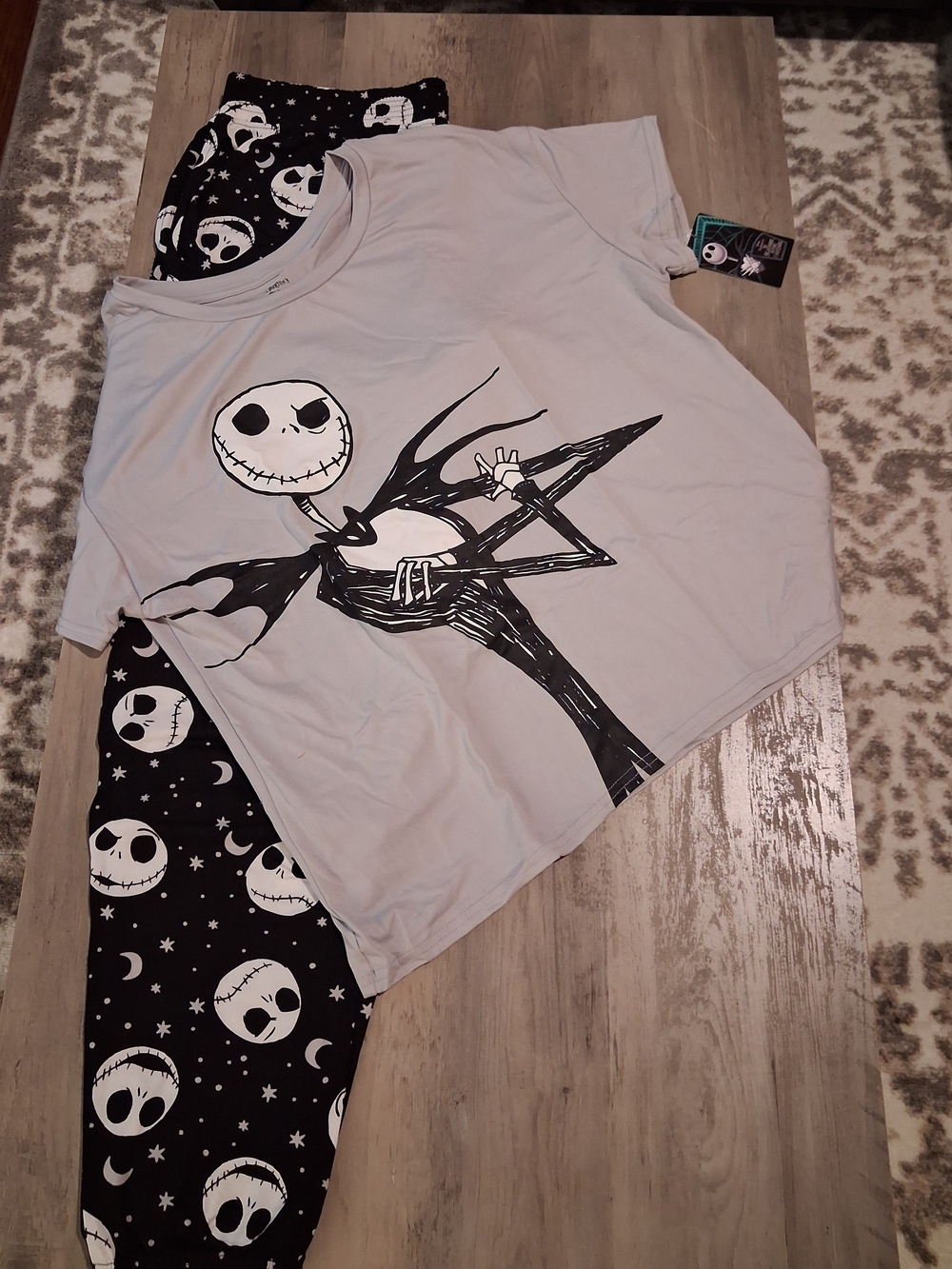 Nightmare Before Christmas Jack Skellington Women's Pajama Set - Black & Gray
